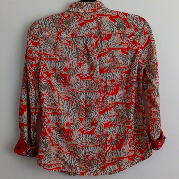 Talbots Tiger Print Button Up Shirt #2205 - Picture 6 of 7
